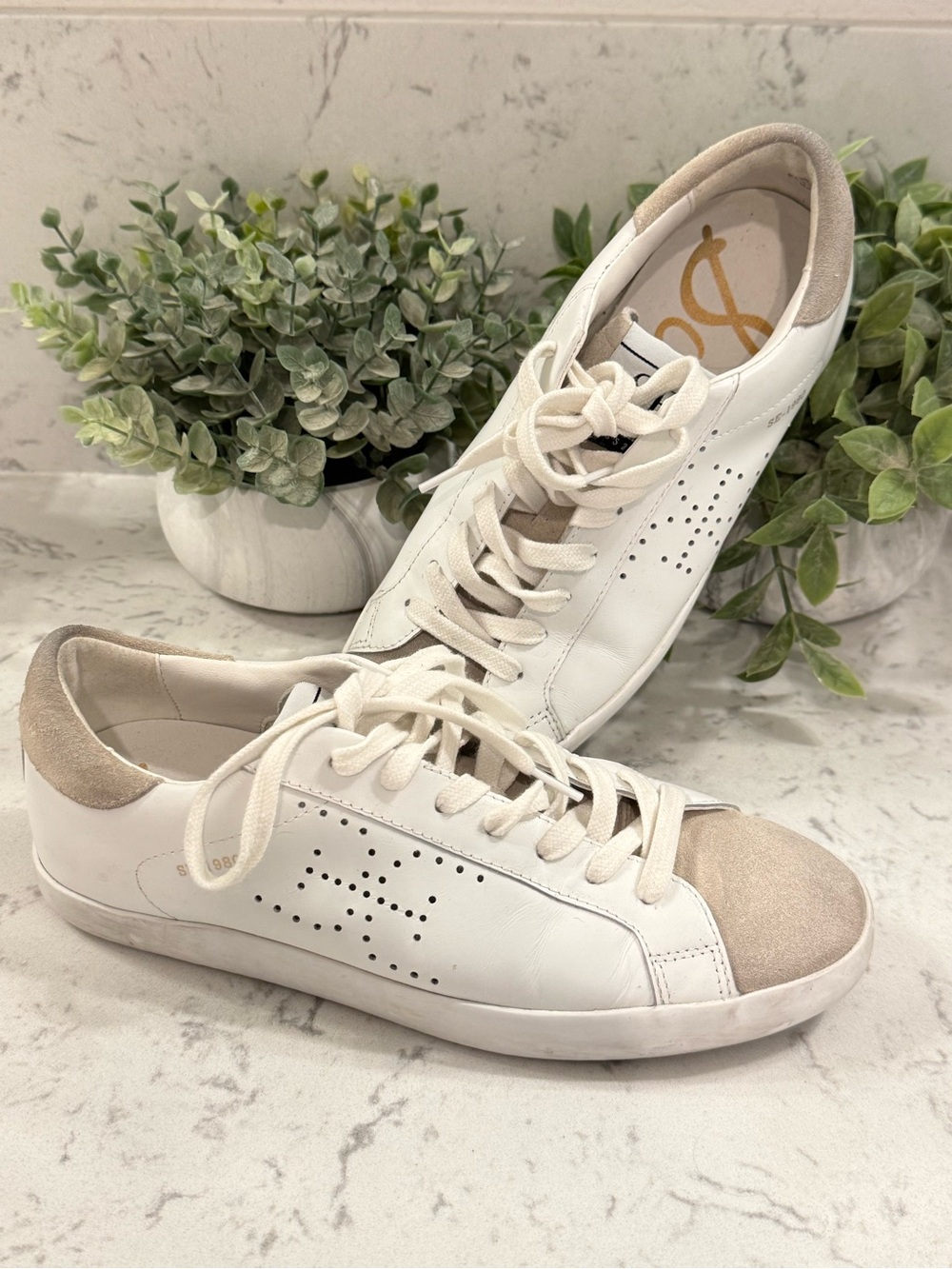 Sam Edelman Aubrie white leather sneakers
